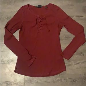 ✨BOGO $8✨ Lace up long sleeve ribbed top